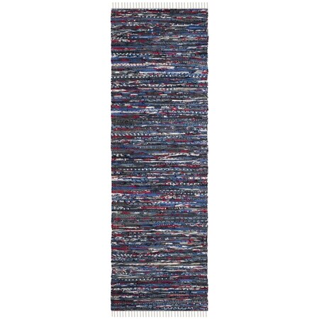 Safavieh 2 ft.-3 in. x 6 ft. Rag Rug Hand Woven Runner Area Rug Blue & Multi-Color RAR128B-26